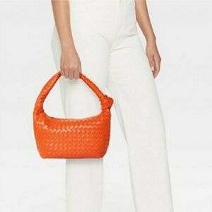 a new day Vibrant RUST ORANGE Woven Hobo Bag NWOT